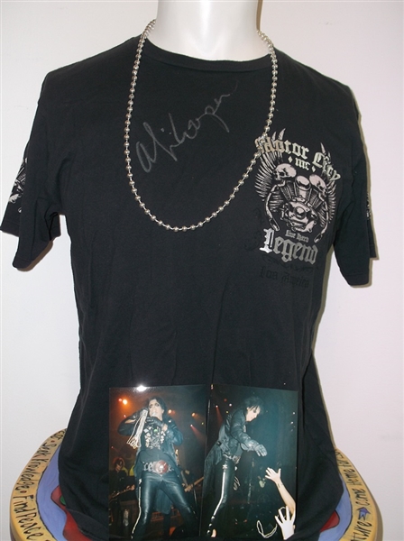 Alice Cooper Stage Worn Necklace and Personally Owned and Worn Signed Shirt